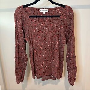 Knox Rose Boho Floral Long Sleeve Tunic Top – Women’s Medium